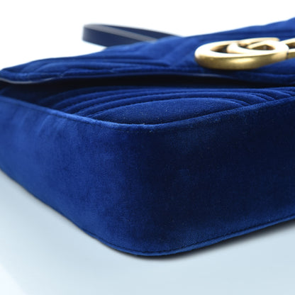 Gucci Velvet Matelasse Medium GG Marmont Shoulder Bag Cobalt Blue 8 of 10