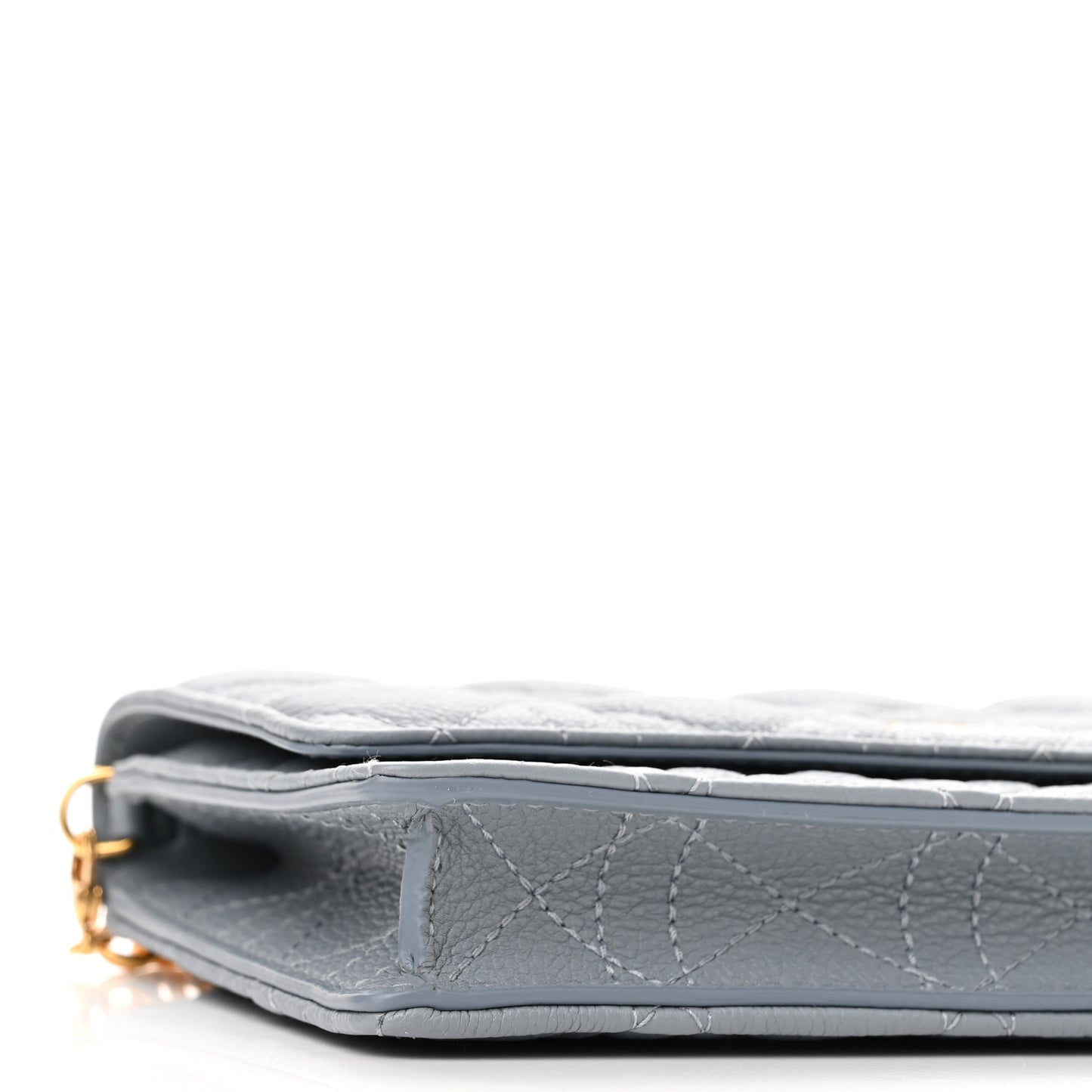 Supple Calfskin Caro Pouch with Chain Cloud Blue