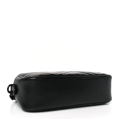 Gucci Calfskin Matelasse Monochrome Small GG Marmont Chain Shoulder Bag Black 4 of 9