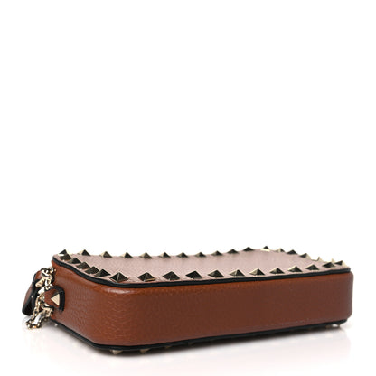 Valentino Garavani Pebbled Calfskin Rockstud Double Zip Camera Crossbody Bag Tan 4 of 9