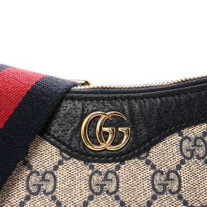 Gucci GG Supreme Monogram Textured Dollar Calfskin Web Small Ophidia GG Handbag Beige Blue Beige Blue 7 of 9