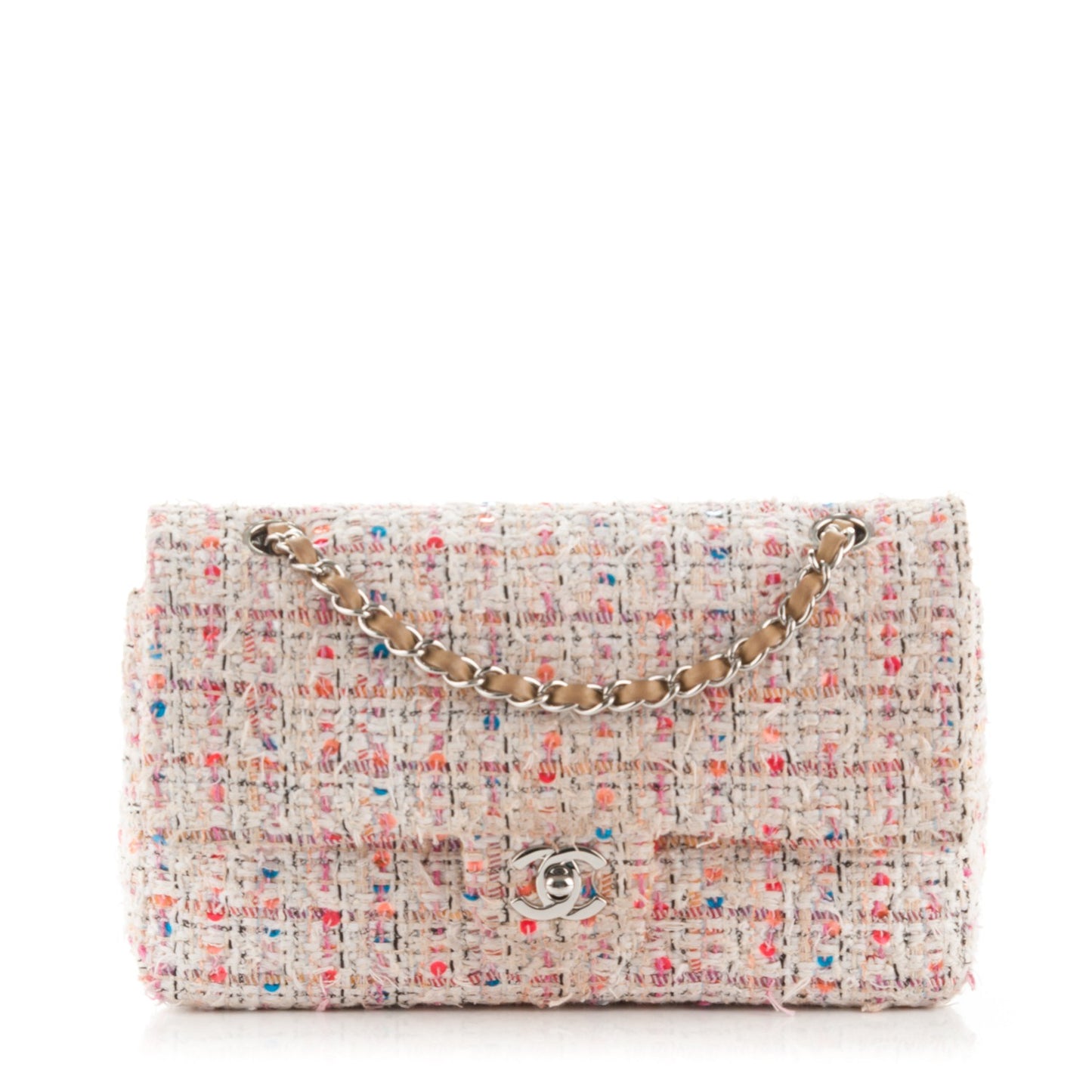 Tweed Quilted Medium Fantasy Sequin Double Flap Multicolor