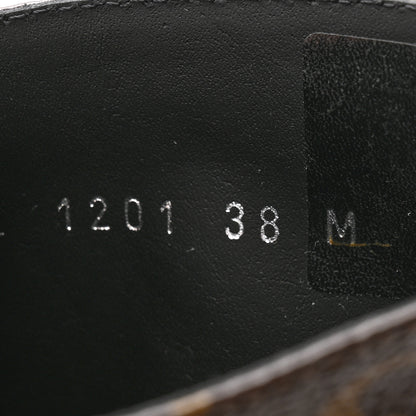 Louis Vuitton Calfskin Monogram Wonderland Flat Ranger Boots 38 Black 5 of 7