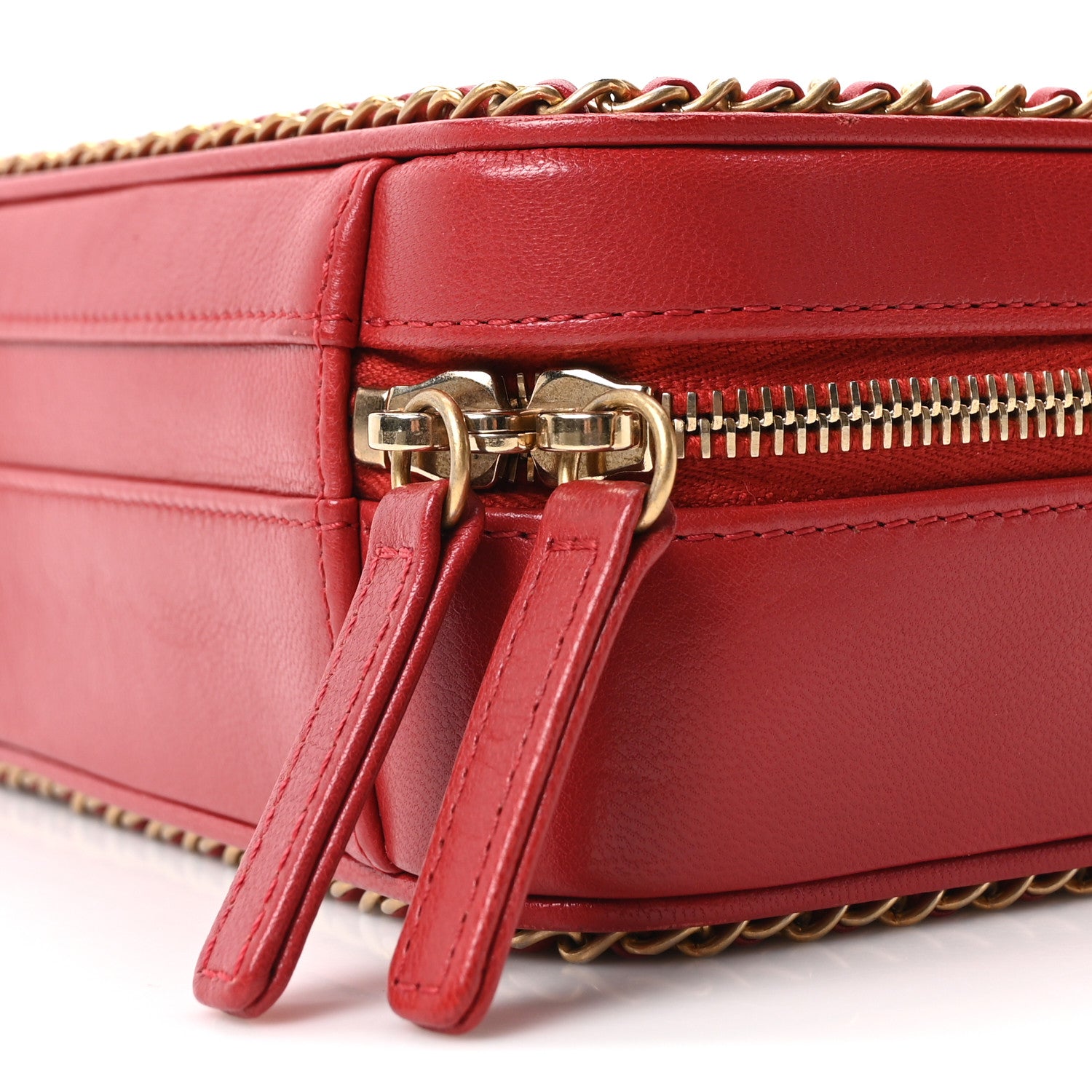 Chanel Goatskin Quilted Small CC Filigree Vanity Case Red 10 of 10
