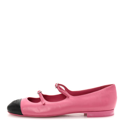 Chanel Lambskin Mary Jane Flats 41 Pink Black 1 of 11