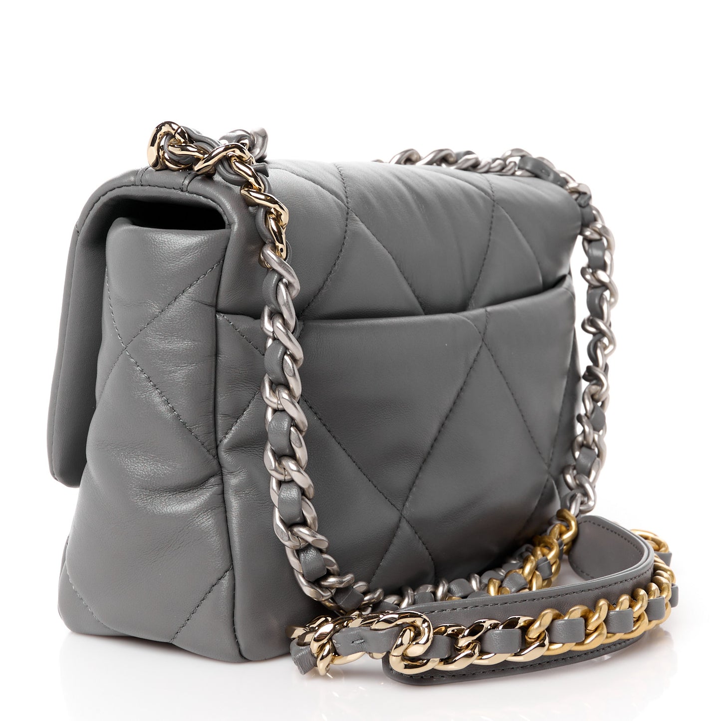 Lambskin Quilted Medium Chanel 19 Flap Dark Grey
