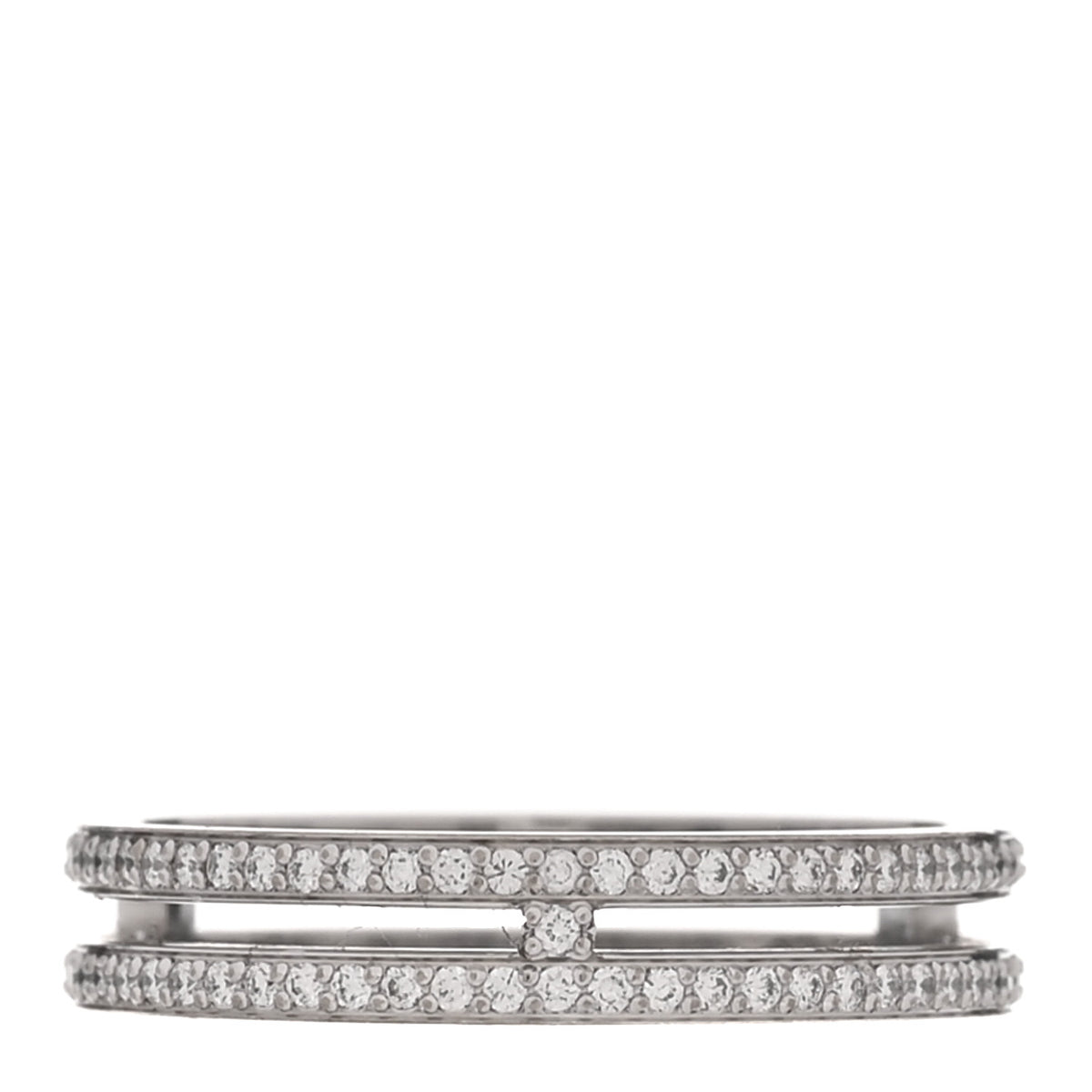 Hermes 18K White Gold Diamond Ariane Wedding Band Ring 51 5.75 1 of 5