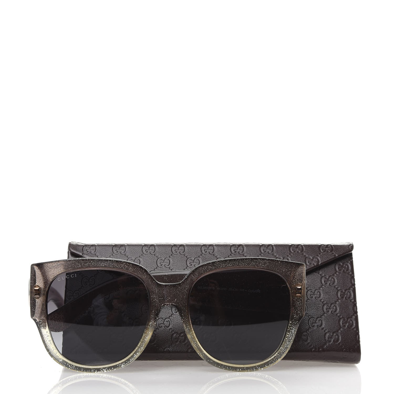 Gucci Acetate Glitter Square Optyl Sunglasses GG3836/F/S Black Silver 8 of 8