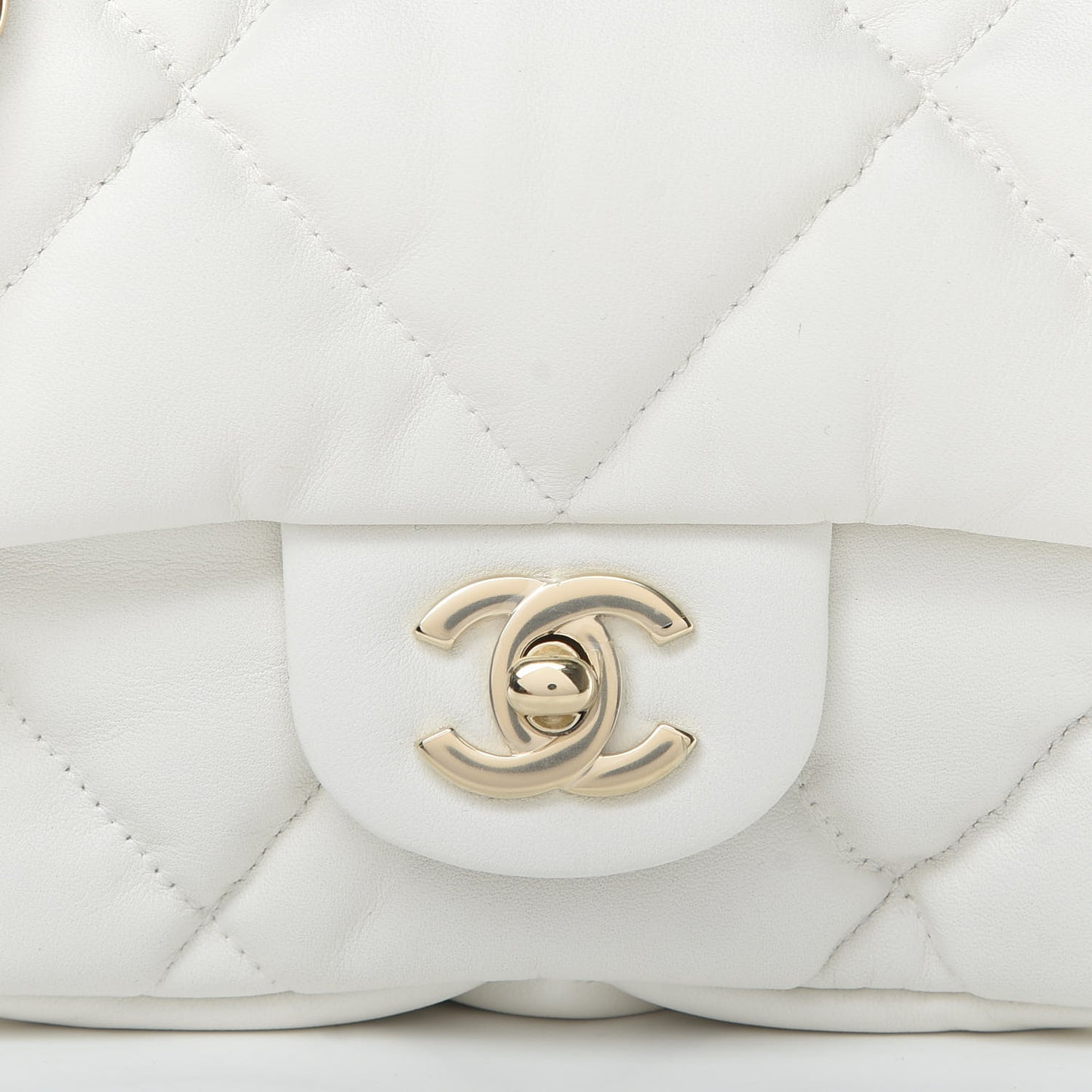 Calfskin Quilted Mini Square Bubbly Flap White
