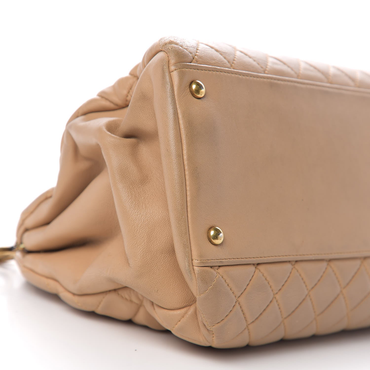 Chanel Lambskin Quilted Large Just Mademoiselle Bowling Bag Beige 10 of 13