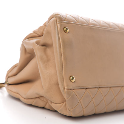 Chanel Lambskin Quilted Large Just Mademoiselle Bowling Bag Beige 10 of 13