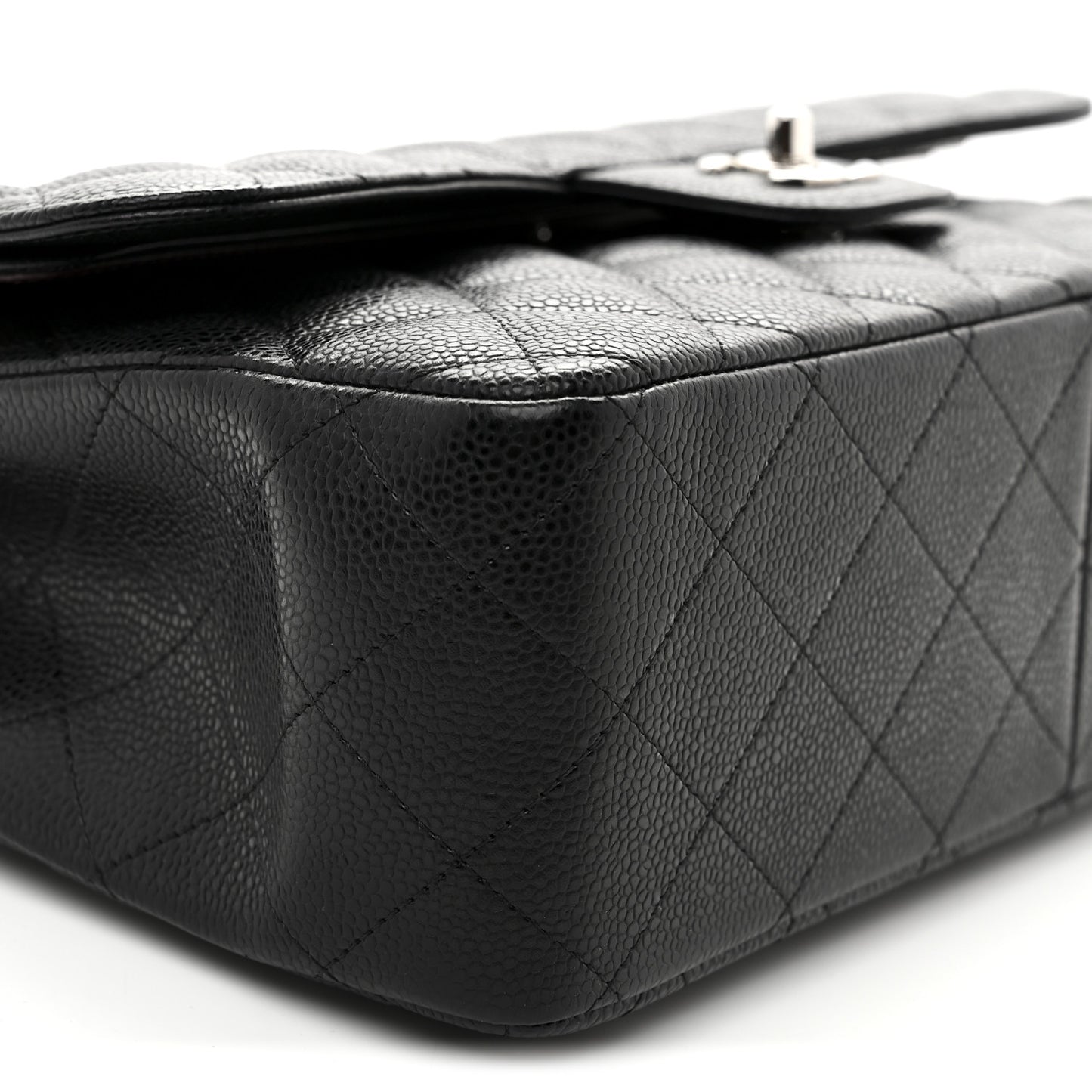Caviar Quilted Jumbo Double Flap Black