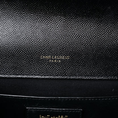 Saint Laurent Grain De Poudre Textured Mixed Matelasse Triquilt Medium Monogram Satchel Black 6 of 14