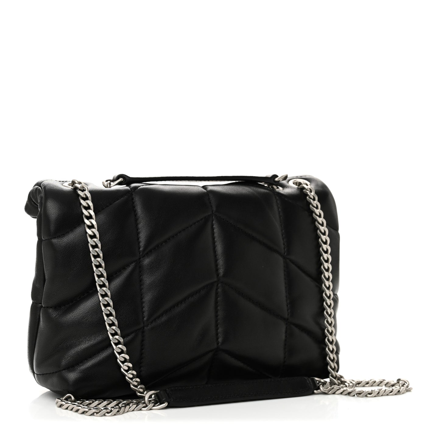 Lambskin Quilted Toy Loulou Puffer Monogram Chain Satchel Black