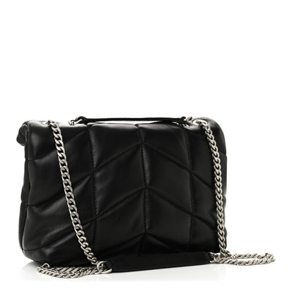 Saint Laurent Lambskin Quilted Toy Loulou Puffer Monogram Chain Satchel Black 3 of 9