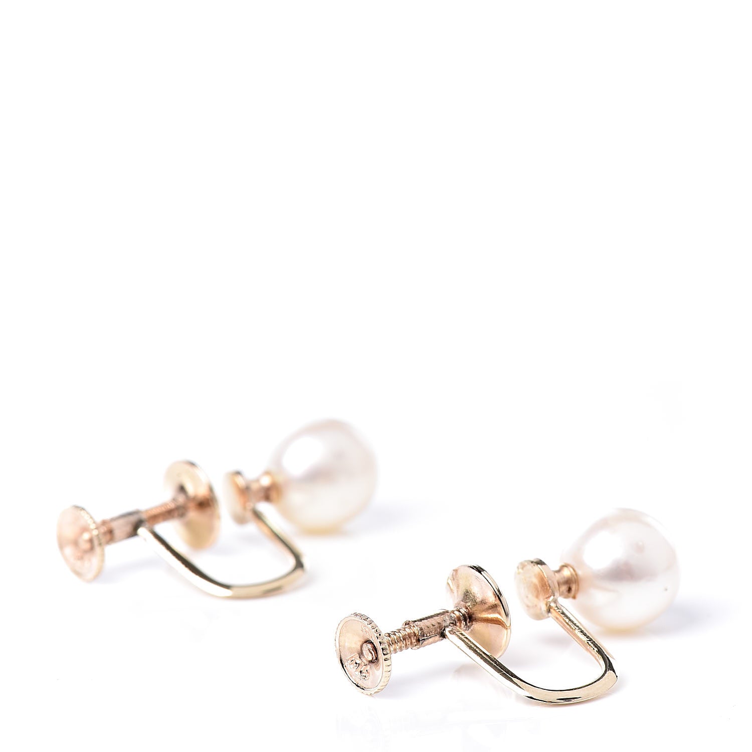 Mikimoto 14K Yellow Gold Akoya Pearl 7.5-8mm Screw Back Earrings 3 of 4