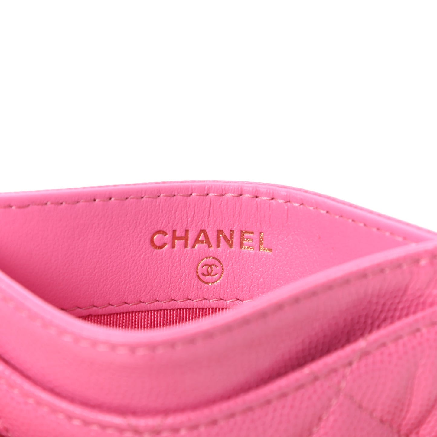 Caviar Quilted Card Holder Pink