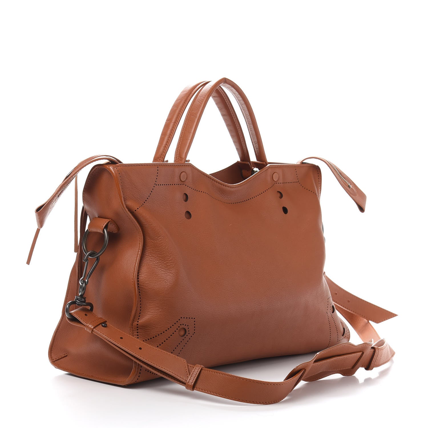 Balenciaga Veau Soyeux Perforated Blackout Hardware City Marron Caramel 4 of 12