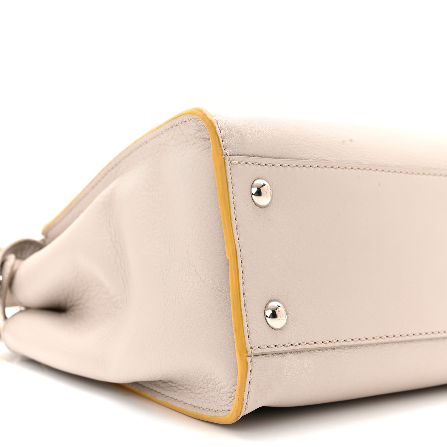 Fendi Vitello Seta Burro Medium Peekaboo Iconic Satchel Grigio Polvere Mattone 9 of 11