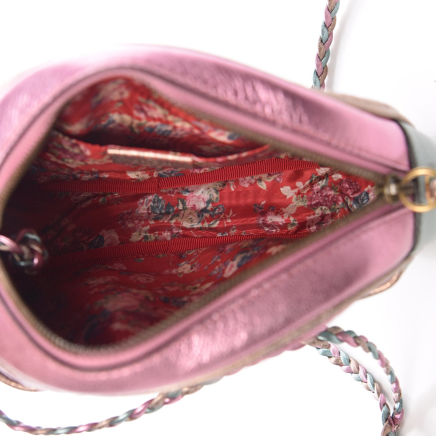Laminated Nappa Trapuntata Mini Zumi Dome Shoulder Bag Rosa Lago Rame