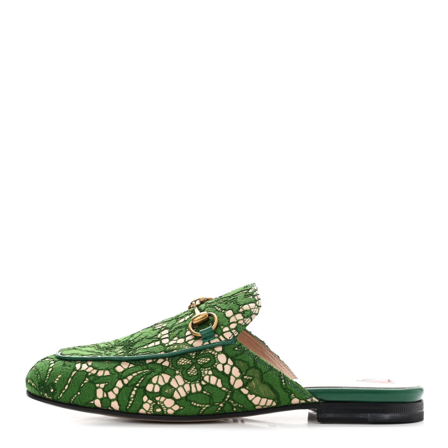 Lace Malaga Kid Womens Princetown Slippers 36.5 Green Grass Skin Rose