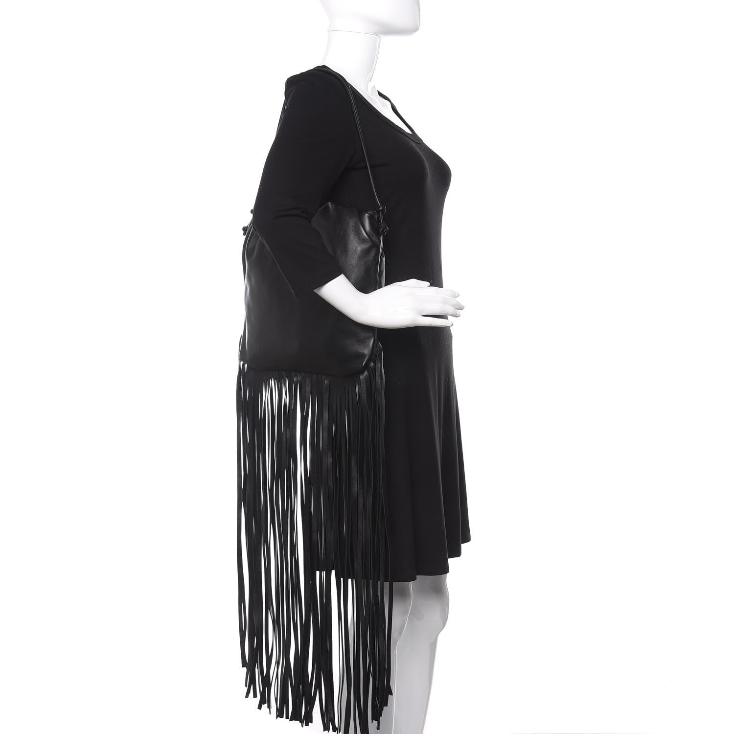 Bottega Veneta Nappa The Fringe Pouch Shoulder Bag Black 2 of 7