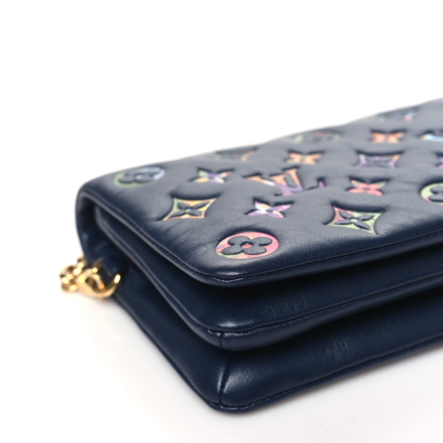 Lambskin Embossed Monogram LV Garden Pochette Coussin Navy