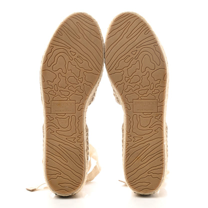 Jimmy Choo Embroidered Lace Dolphin Espadrille Flats 37.5 Nude 5 of 8