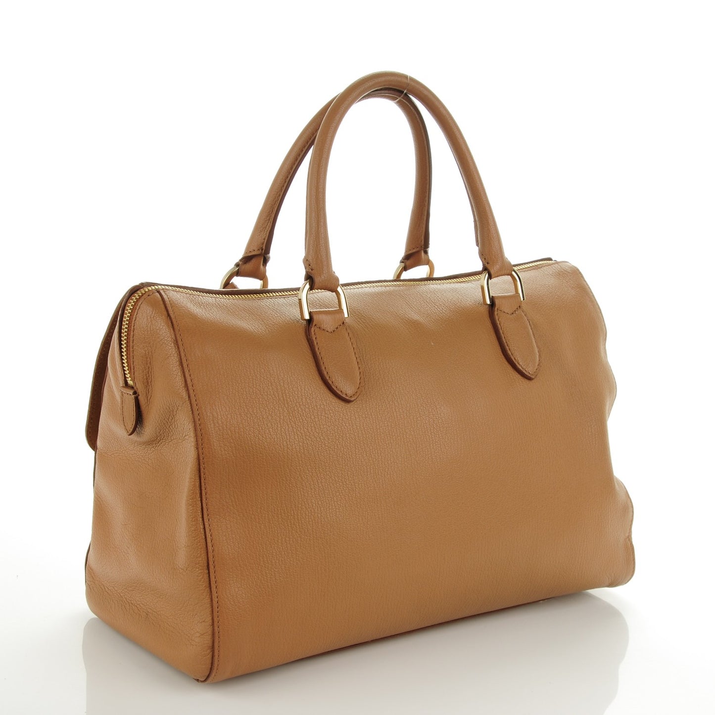 Glossy Goatskin Medium Del Rey Satchel Deer Brown