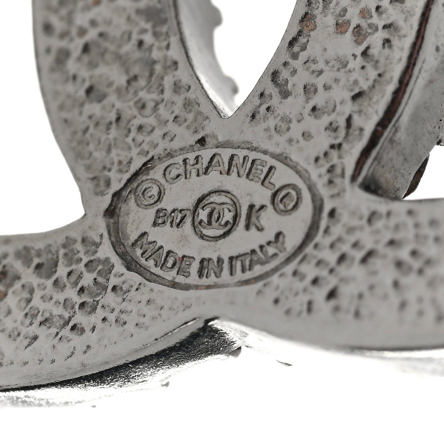 Crystal Ruthenium Large CC Earrings Grey Silver