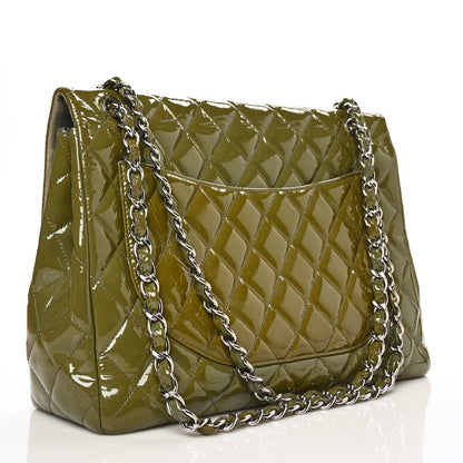 Chanel Patent Quilted Maxi Single Flap Grey 2 of 10
