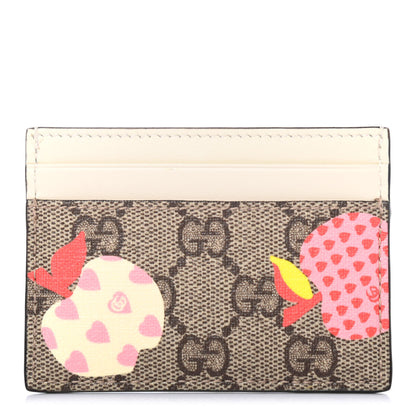 Gucci GG Supreme Monogram Les Pommes Card Holder Beige Multicolor Mystic White 1 of 5
