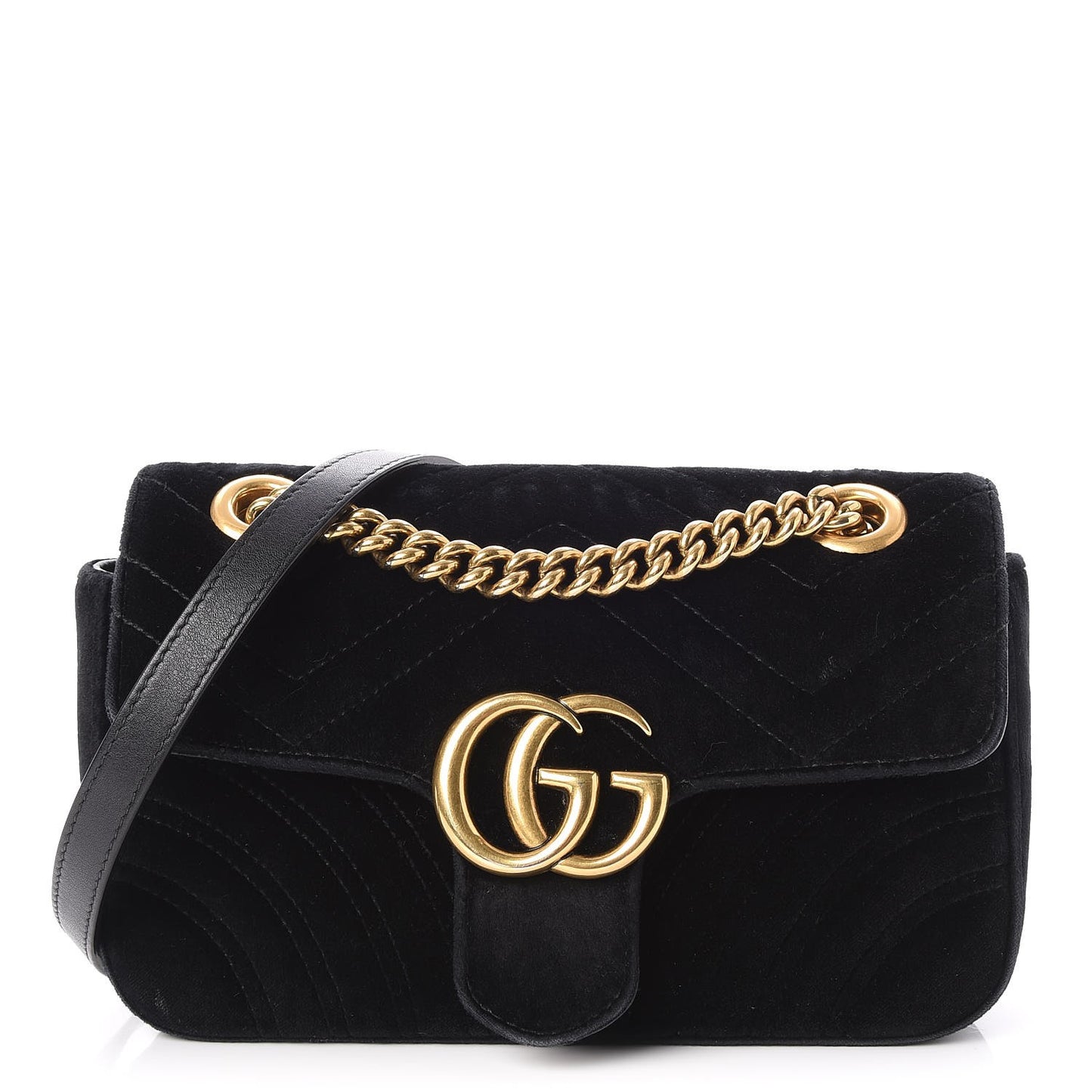 Velvet Matelasse Mini GG Marmont Shoulder Bag Black