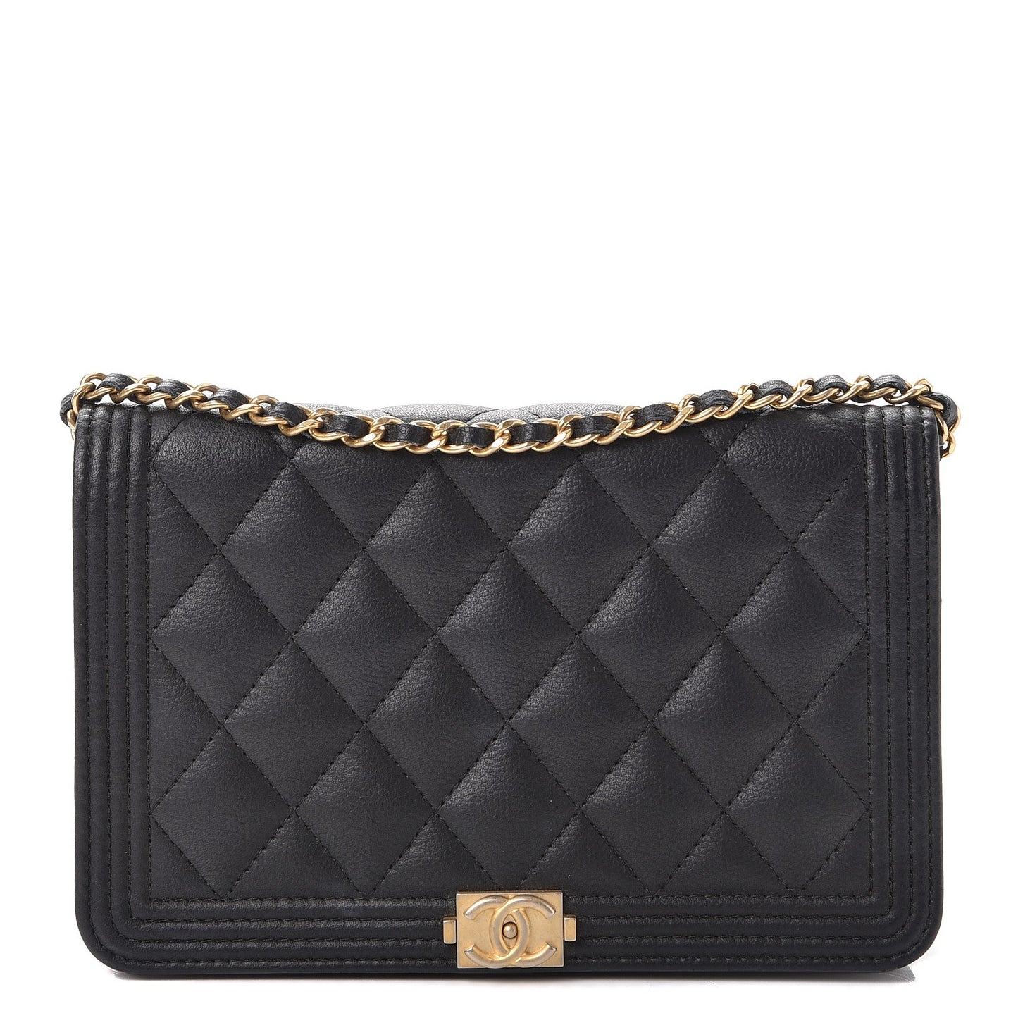 Caviar Quilted Boy Wallet On Chain WOC Black