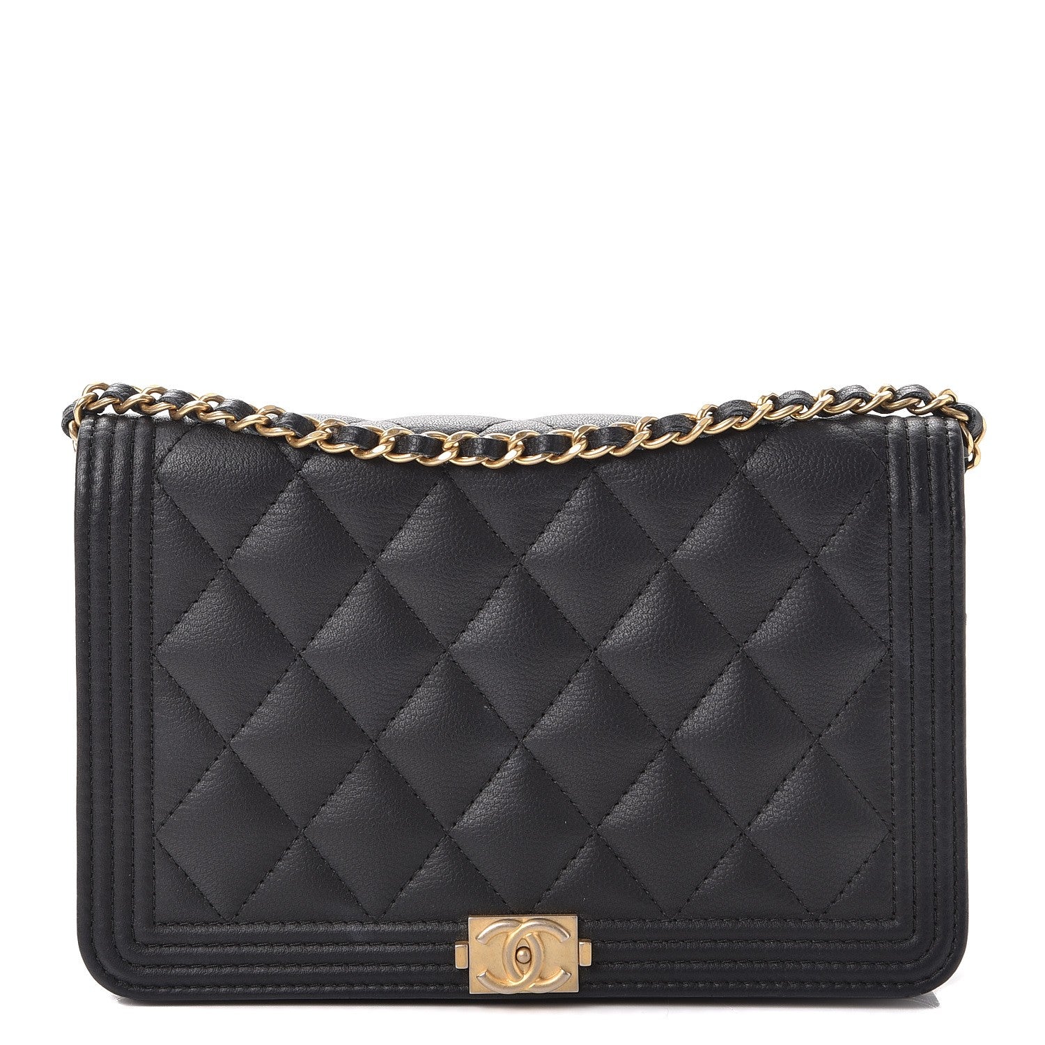 Chanel Caviar Quilted Boy Wallet On Chain WOC Black 1 of 10