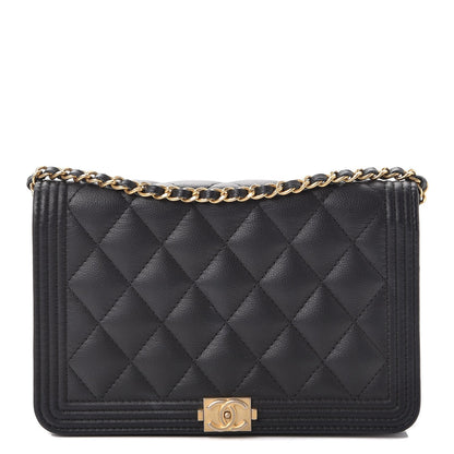 Chanel Caviar Quilted Boy Wallet On Chain WOC Black 1 of 10