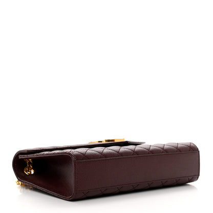 Saint Laurent Grain De Poudre Textured Mixed Matelasse Medium Triquilt Monogram Satchel Rouge Legion 5 of 9
