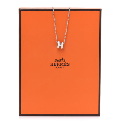 Hermes Lacquered Palladium Mini Pop H Pendant Necklace White 7 of 7
