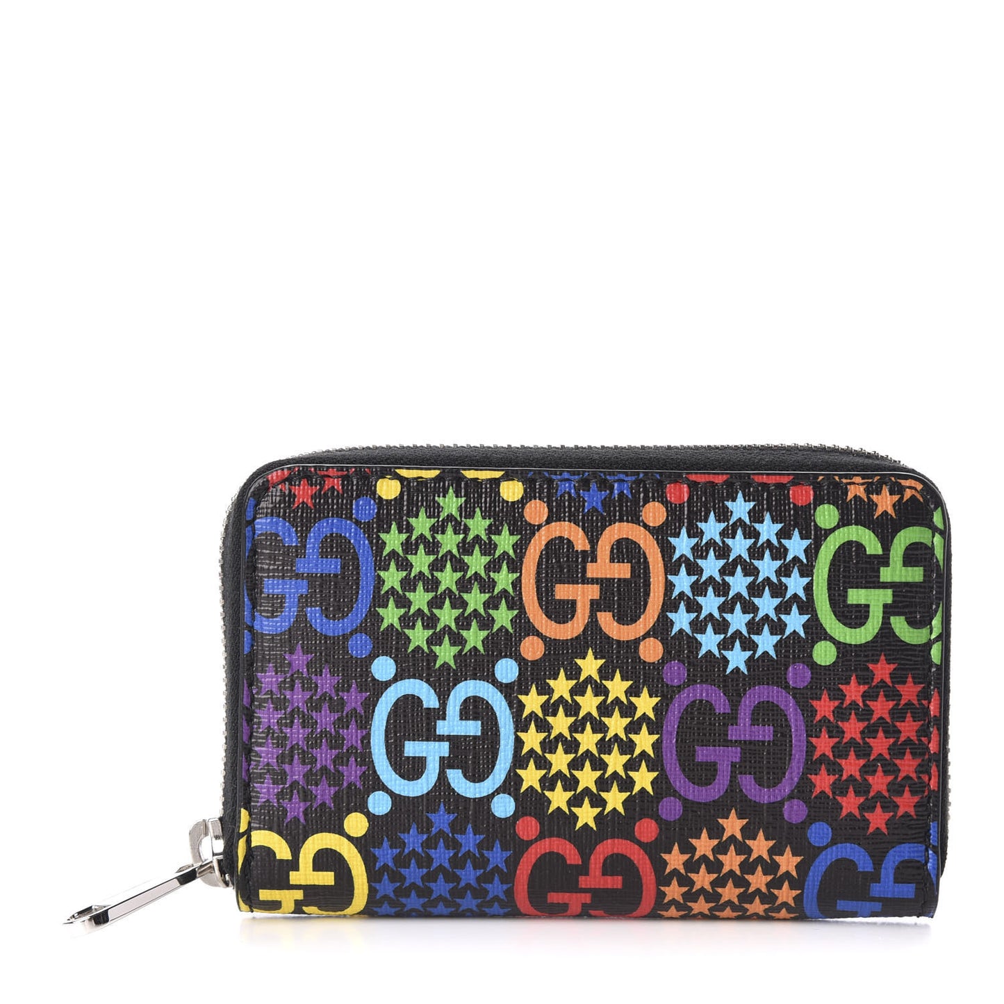 GG Supreme Monogram Psychedelic Zip Around Card Case Wallet Black