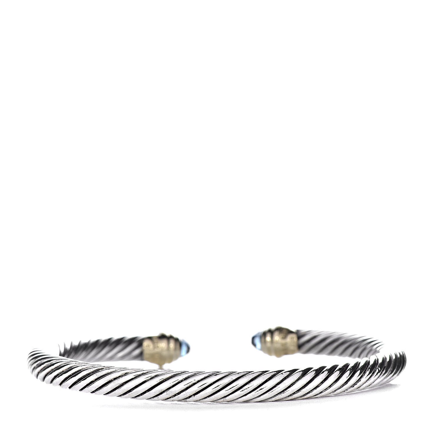Sterling Silver 14K Yellow Gold Blue Topaz 5mm Cable Classics Petite Color Bracelet