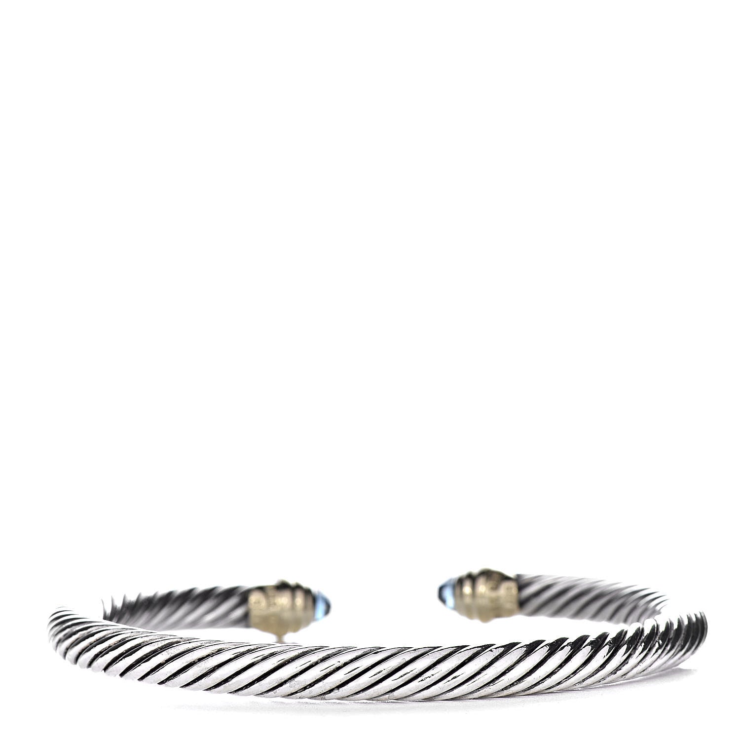 David Yurman Sterling Silver 14K Yellow Gold Blue Topaz 5mm Cable Classics Petite Color Bracelet 3 of 5