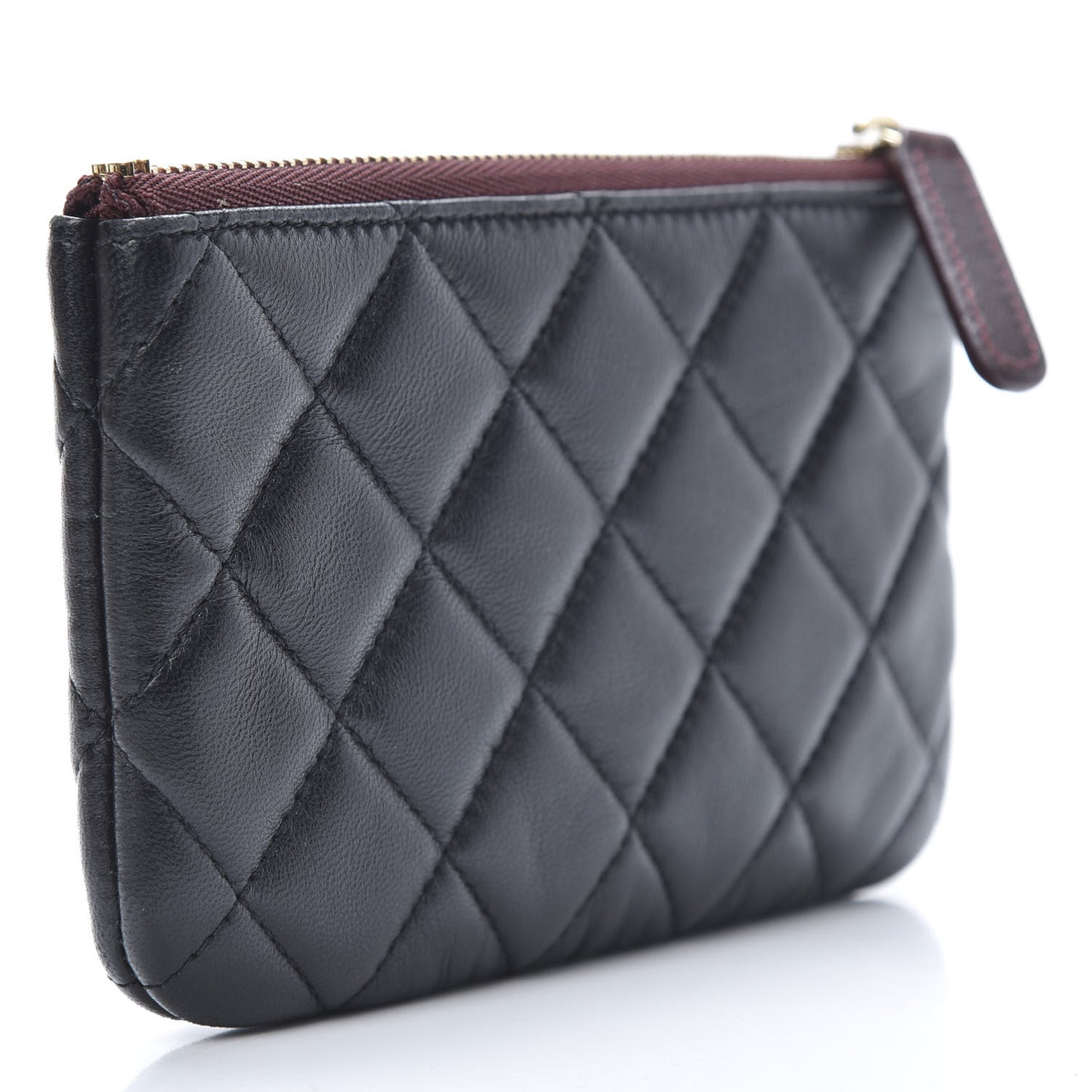 Lambskin Quilted Small Cosmetic Case Black