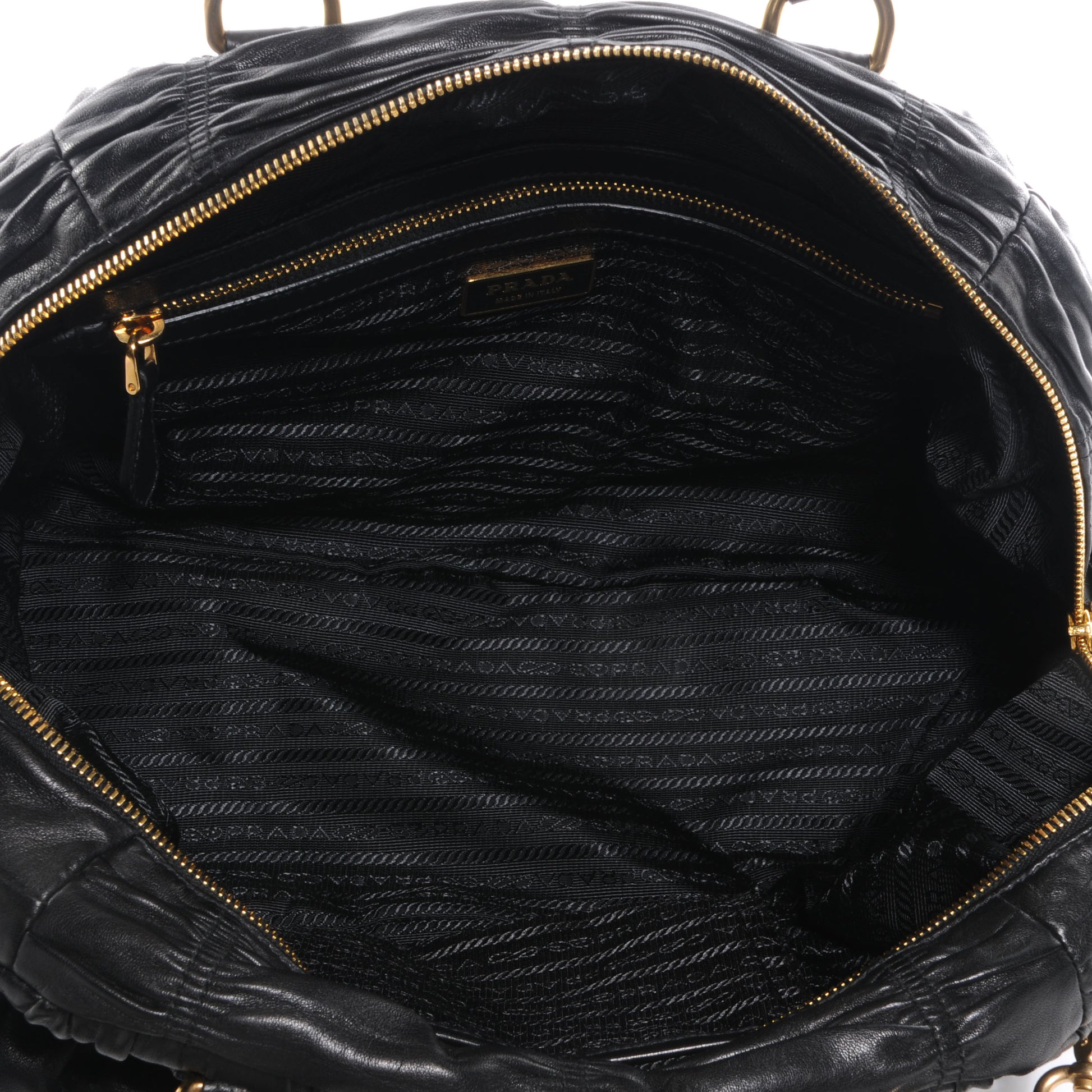 Prada Nappa Leather Gaufre Bauletto Nero Black 5 of 10
