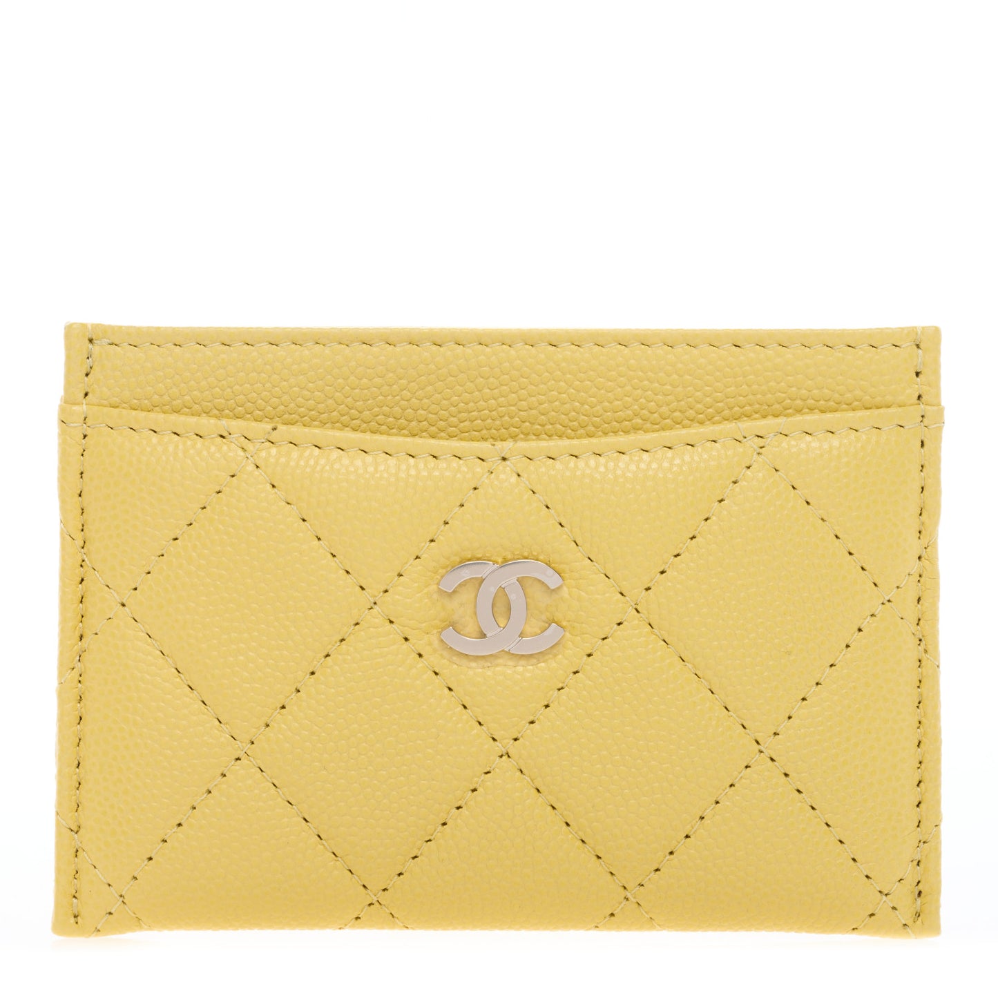 Caviar Quilted Card Holder Yellow