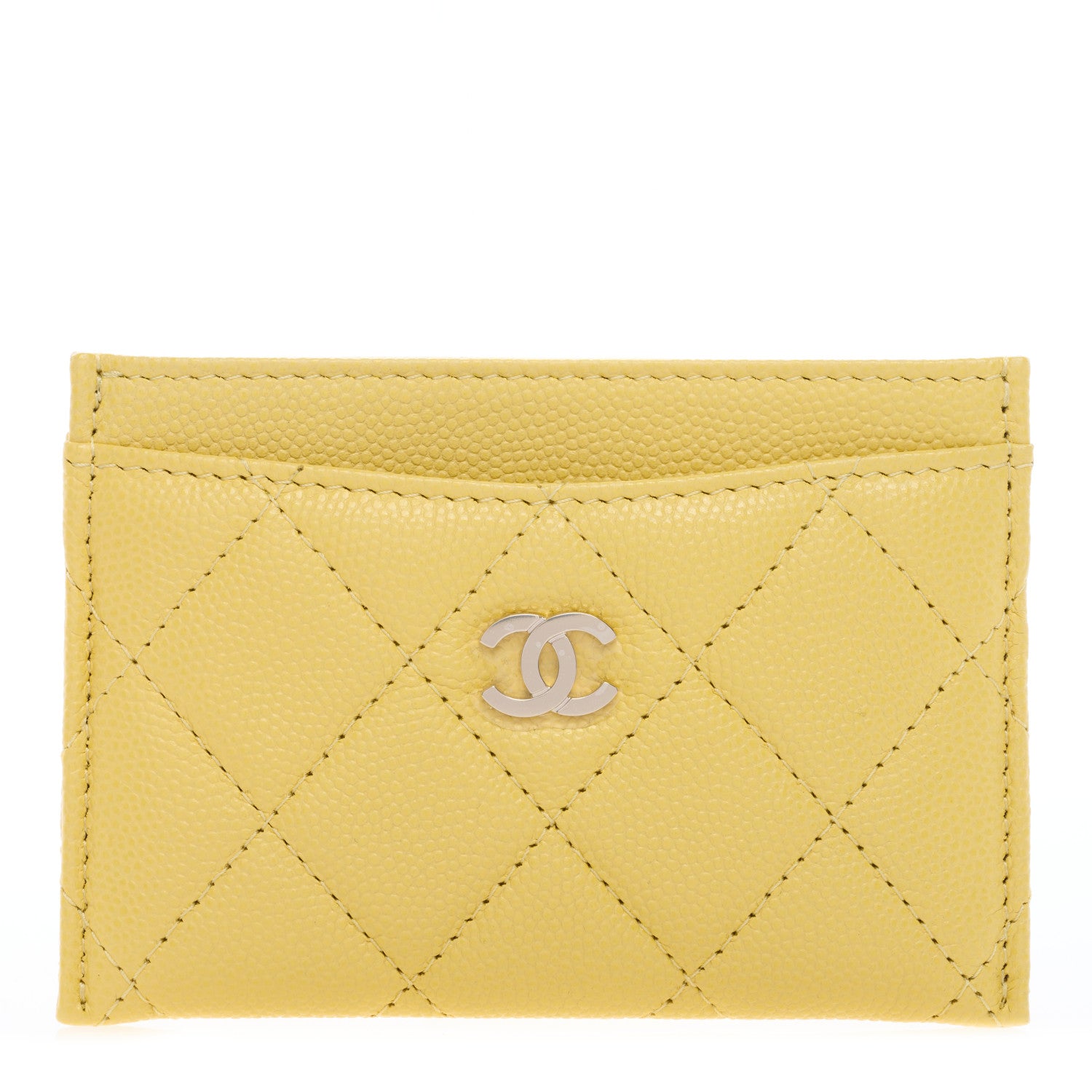 Chanel Caviar Quilted Card Holder Yellow 1 of 8