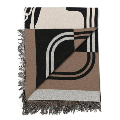 Hermes Wool Cashmere Brides De Gala Blanket Black Ecru Camel 2 of 3