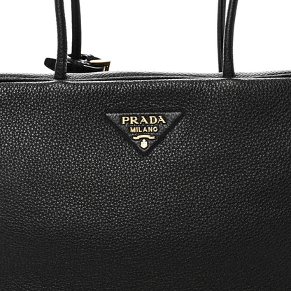 Prada Vitello Daino Soft Large Top Handle Bag Black 7 of 9