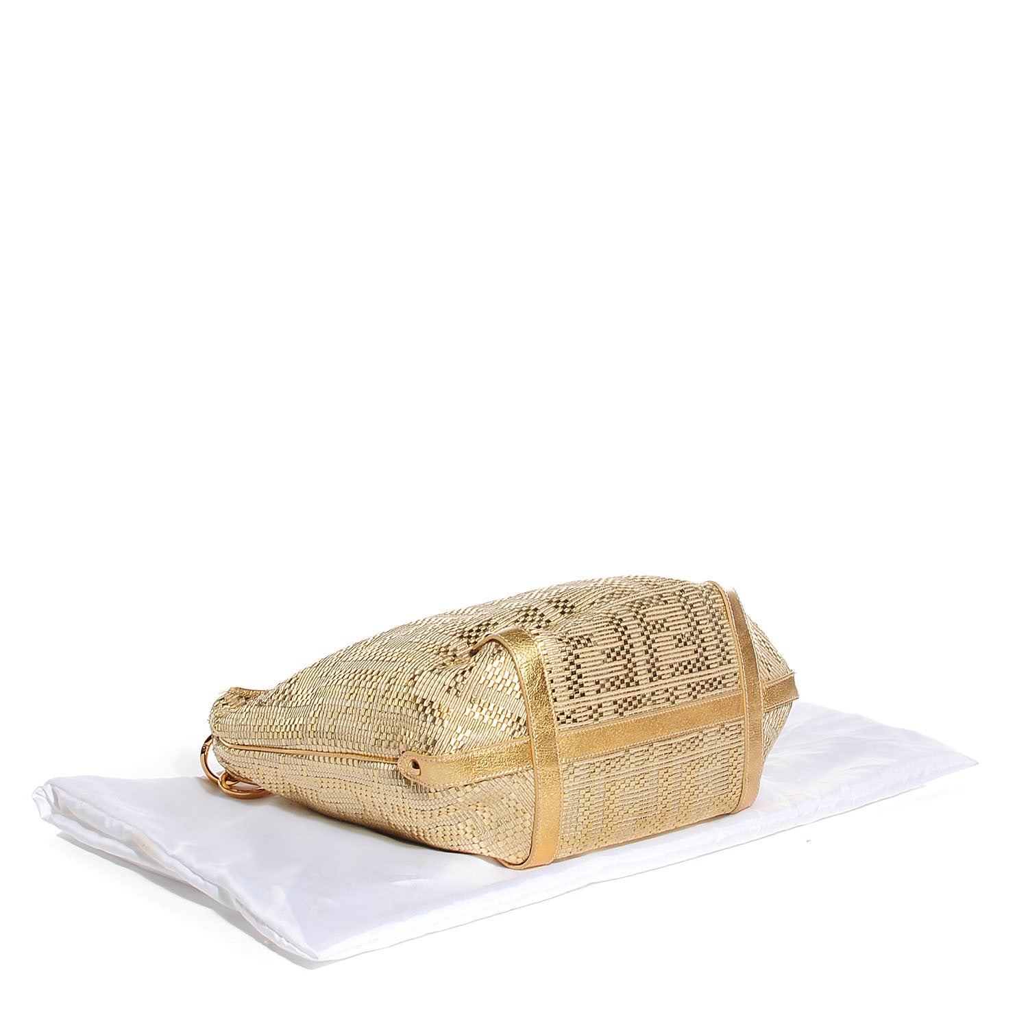 Fendi Zucca Woven Forever Hobo Gold 4 of 9