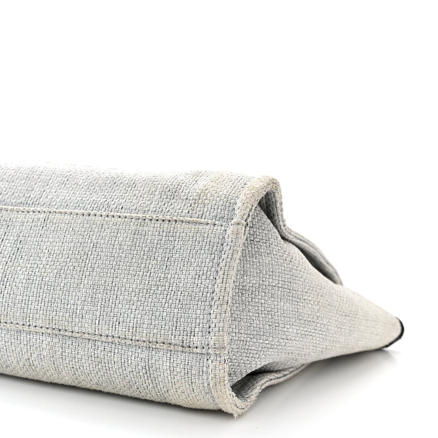 Woven Straw Raffia Small Deauville Tote Grey