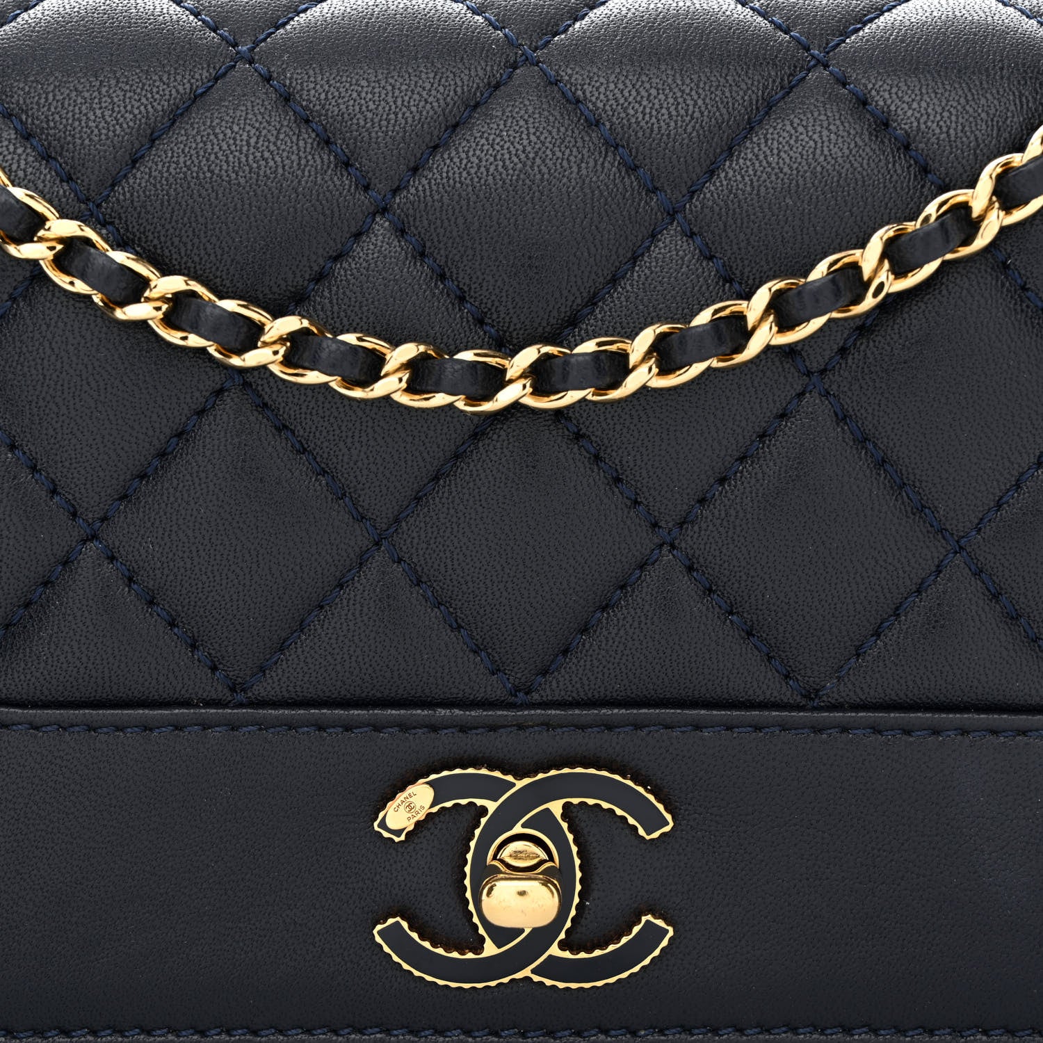 Chanel Sheepskin Quilted Small Vintage Mademoiselle Flap Dark Navy 8 of 13
